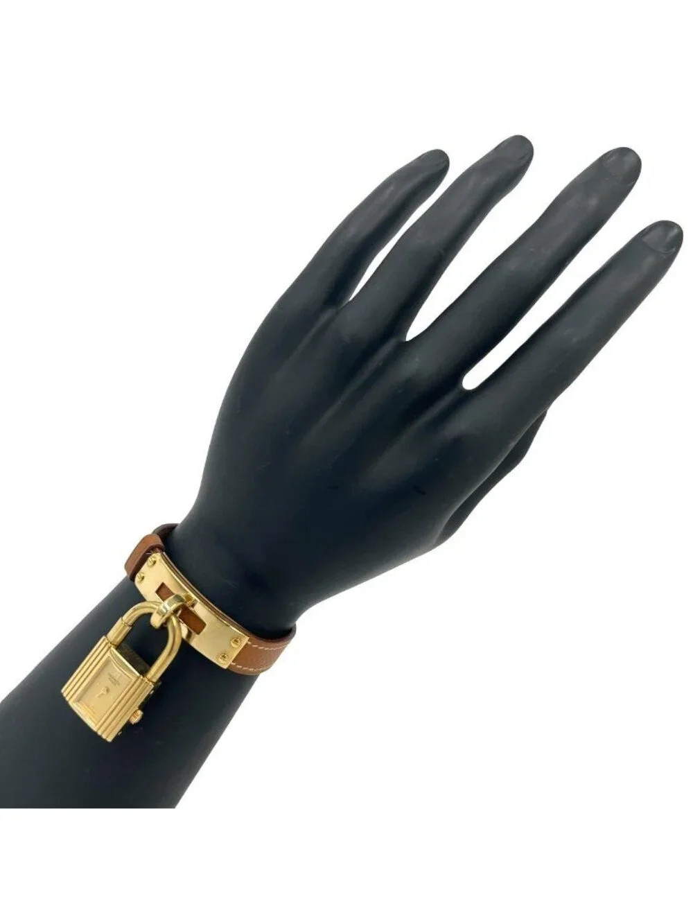 Hermes Vintage Kelly Watch Courchevel Wrist Gold Brown